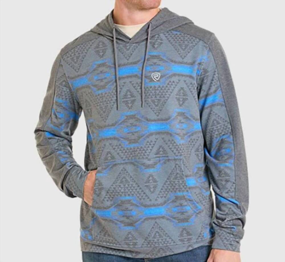 NEW ROCK & ROLL DENIM aztec performance hoodie in dark grey